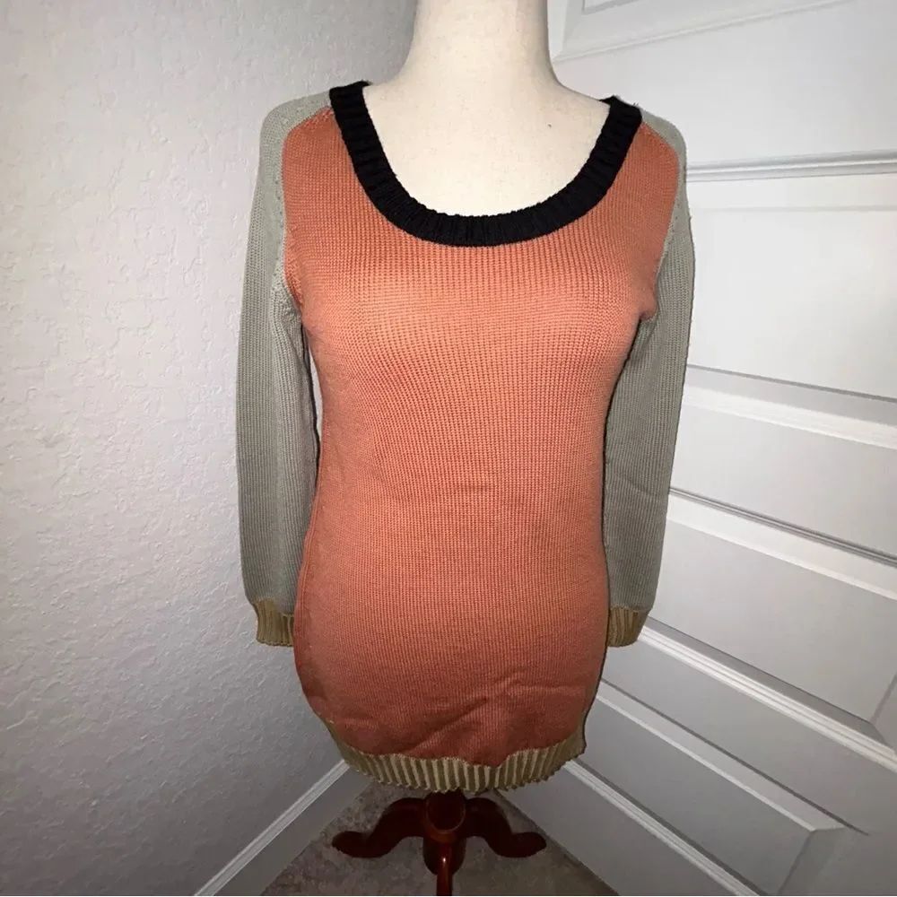 MISSONI Color block Long Sleeve Tunic Sweater Top